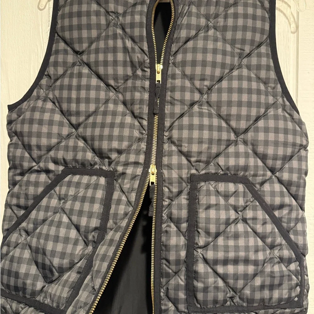 J. Crew Black and Gray Checkered Quilted Vest - Picture 5 of 9